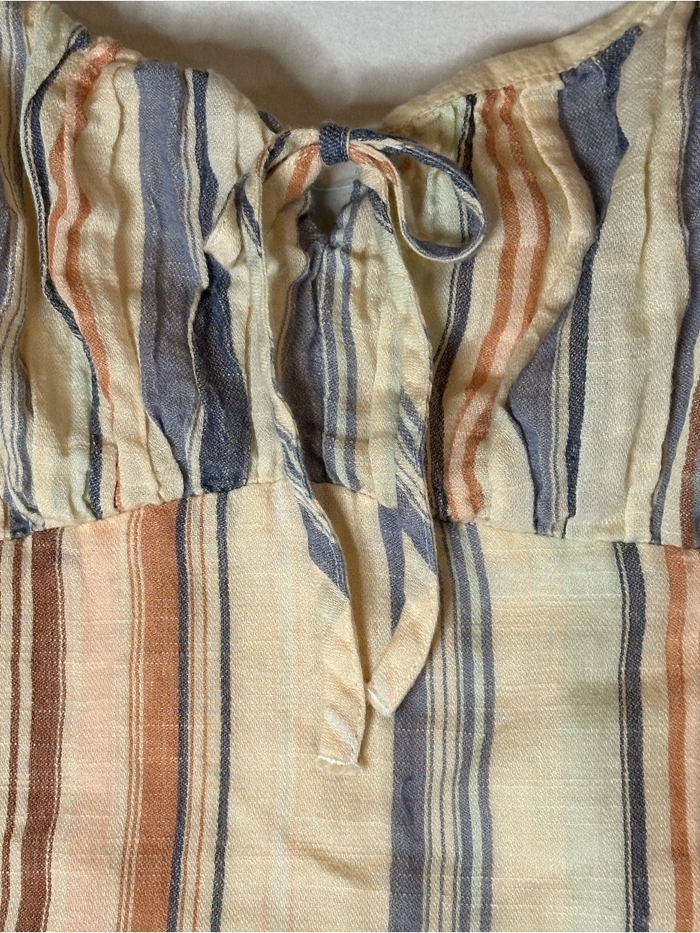 Lucky Brand Crop Top XL Striped Linen Smocked Cami Boho Festival Summer - Picture 3 of 7